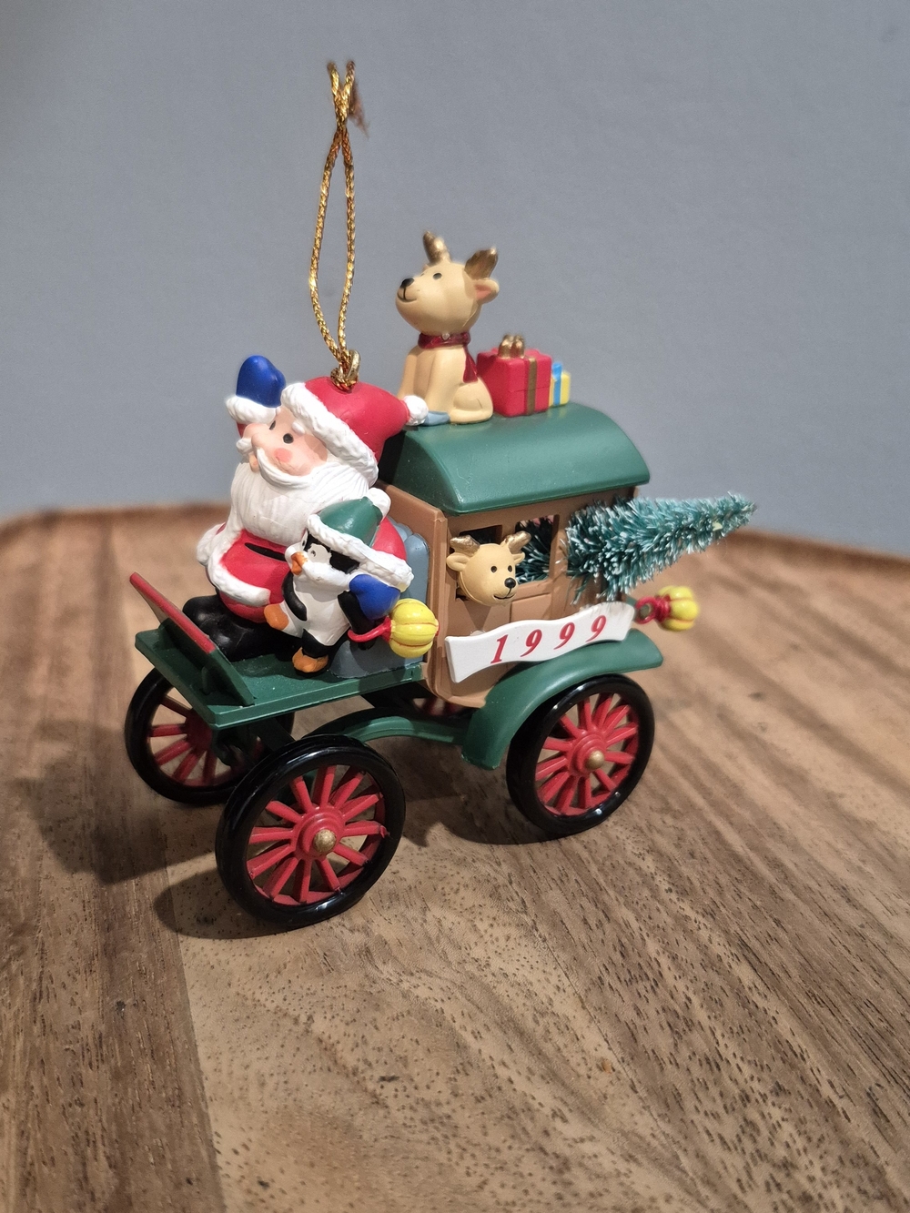 VTG 1999 Kirkland Signature Santa Car Christmas Ornament With Original Box